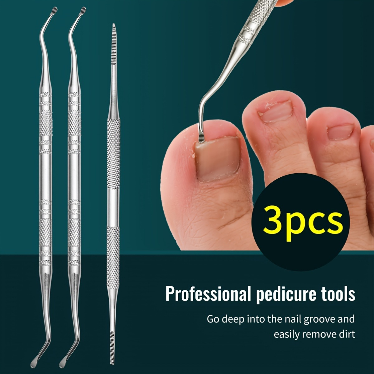 1pc/2pcs/3pcs Professional Pedicure Tools: Nail Groove Cleaner, Nail File, And Toenail Lifter - Anti-Slip Design for Safe Nail C