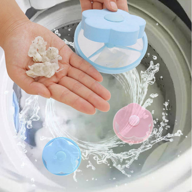 4Pcs Laundry Floating Lint Filter Bag Pet Hair Remover Filter Washing Machine Laundry Ball Reusable Anti-tangle Hair Clean Tools