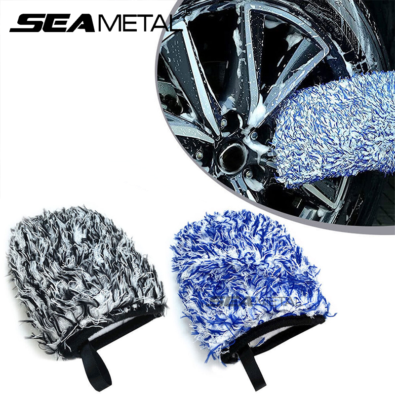 Super Soft Car Microfiber Wheel Detailer Wash Glove Thickening Two-sided Car Detailing Pocket Mitt Car Wash Products