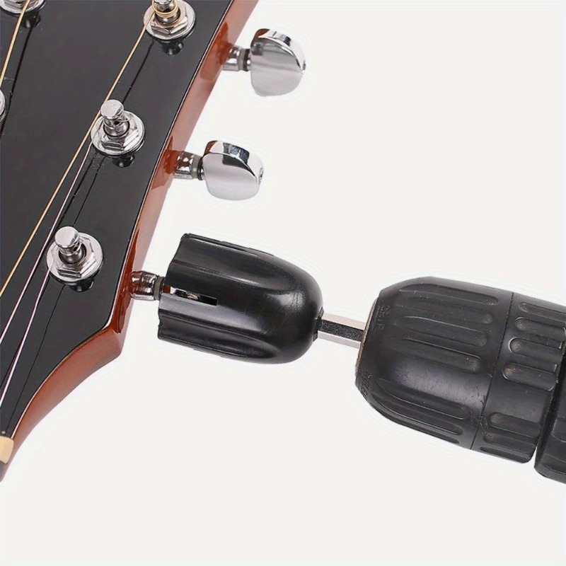 1 PC Guitar String Winder Head Hex Electric Drill Tuning Peg Puller Tool Accessories for Electric Acoustic Guitar Bass (Black)