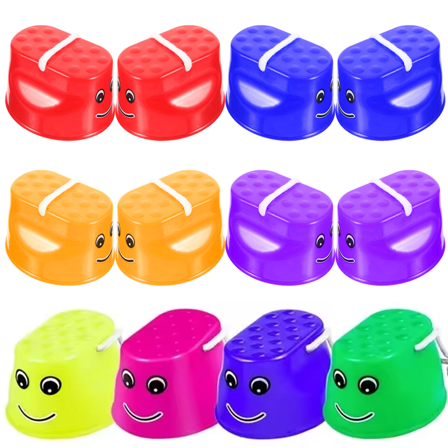 1Pair Plastic Smiley Face Stilt Outdoor Balance Training Euipment Stilt Game for Carnival Relay Races Outdoor Team Games