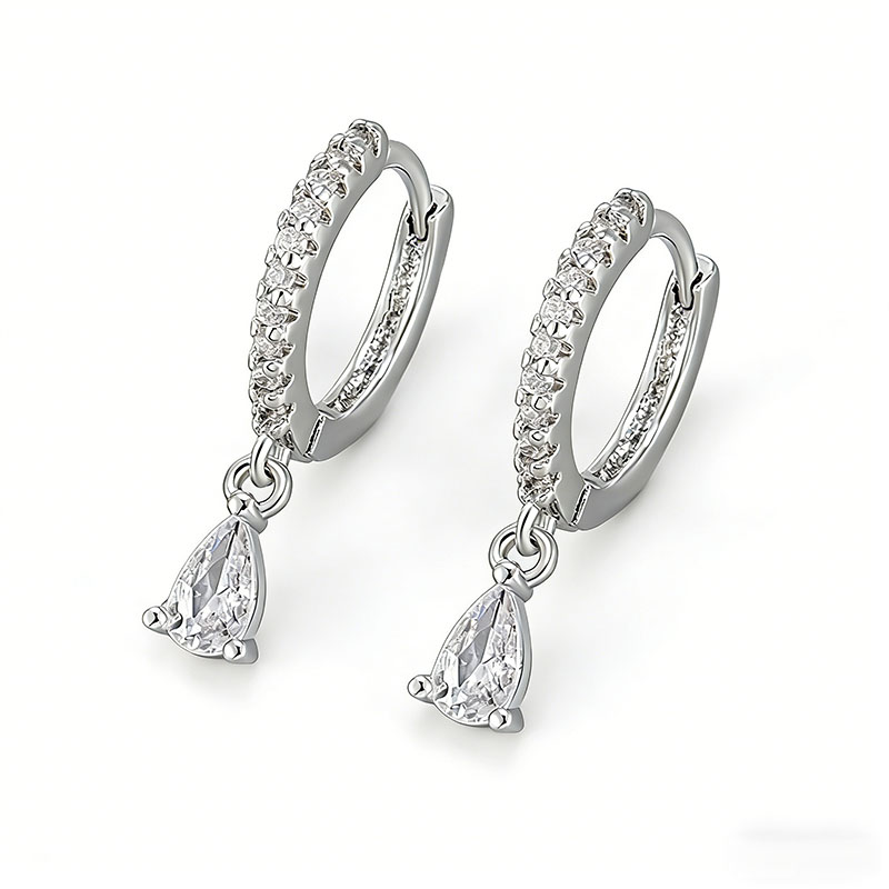EVISPOL 2Pcs Stainless Steel Cubic Zirconia Tiny Hoop Earrings For Women Water Drop Pendant Cartilage Earring Piercing Jewelry pen gpt