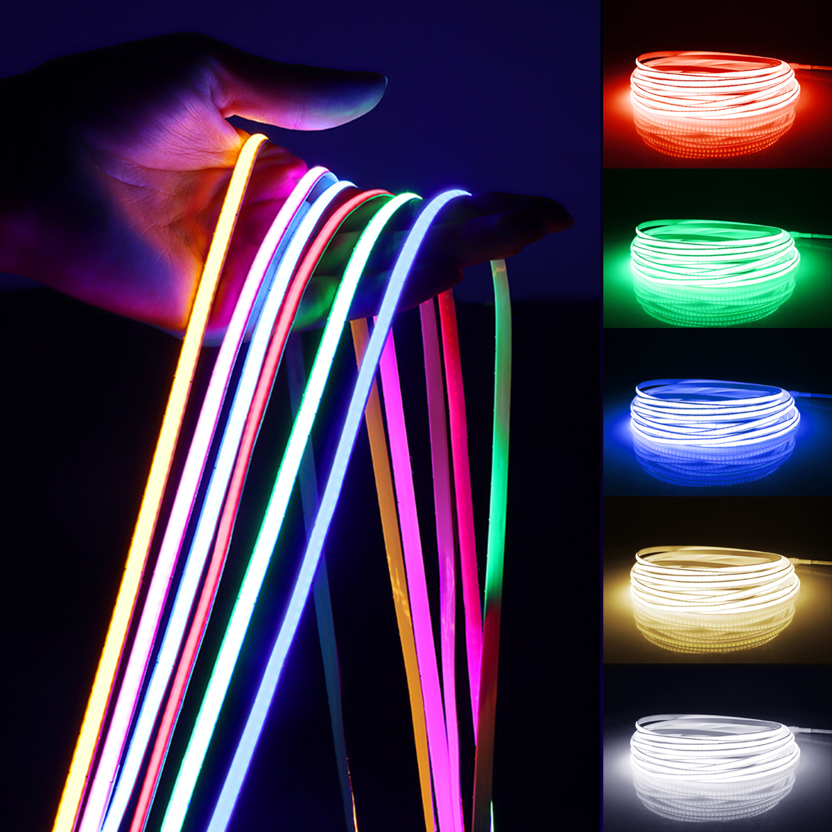 5MM COB LED Strip Under Cabinet Light Bookcase Wardrobe Closet Lamp 12V 1M 2M 3M 4M 5M Dimmable Neon Led Tape Bicycle TV Decor