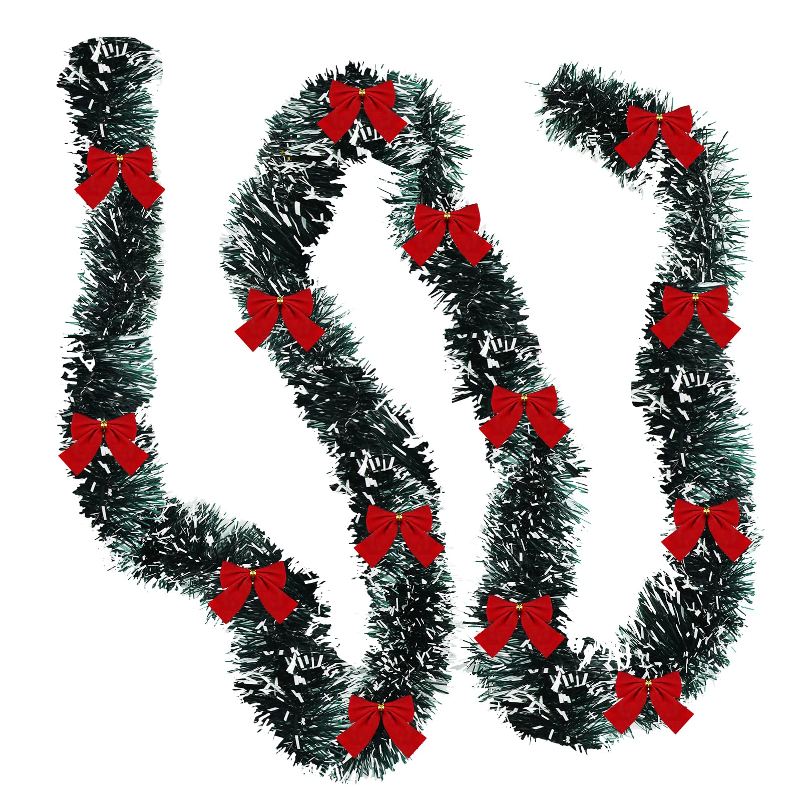 Artificial Garland Xmas Tinsel Garlands with Bowknot for DIY Wreath Tree Ornaments New Year Home Table Decor
