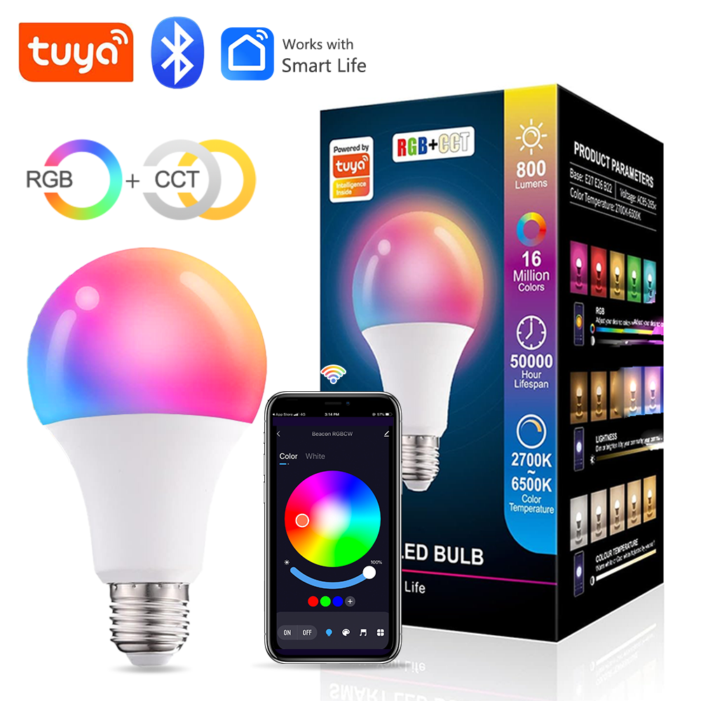 Colour Changing Light B22 Tuya Bluetooth APP Control 220V LED Bulbs Dimmable RGB White RGBCCT 16 Million Smart Life
