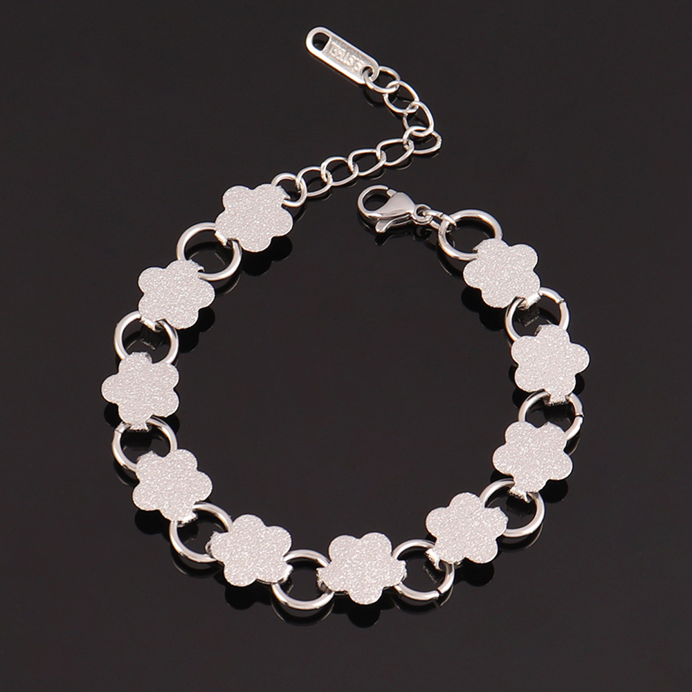 316L Stainless Steel Flower Bracelet For Women Punk Simple Flower Chain Bracelets Jewelry Gift