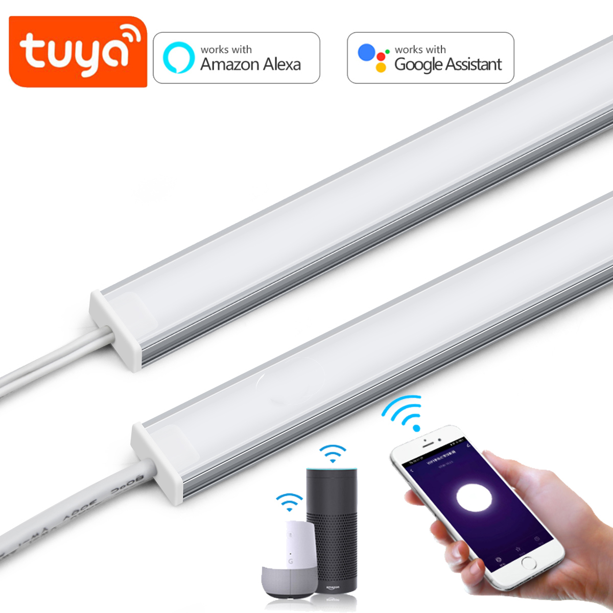 12V Full Kit Tuya WiFi RGB LED Under Cabinet Closet Light Furniture Kitchen Shelf Lamp Smart Life APP for Assistant Alexa