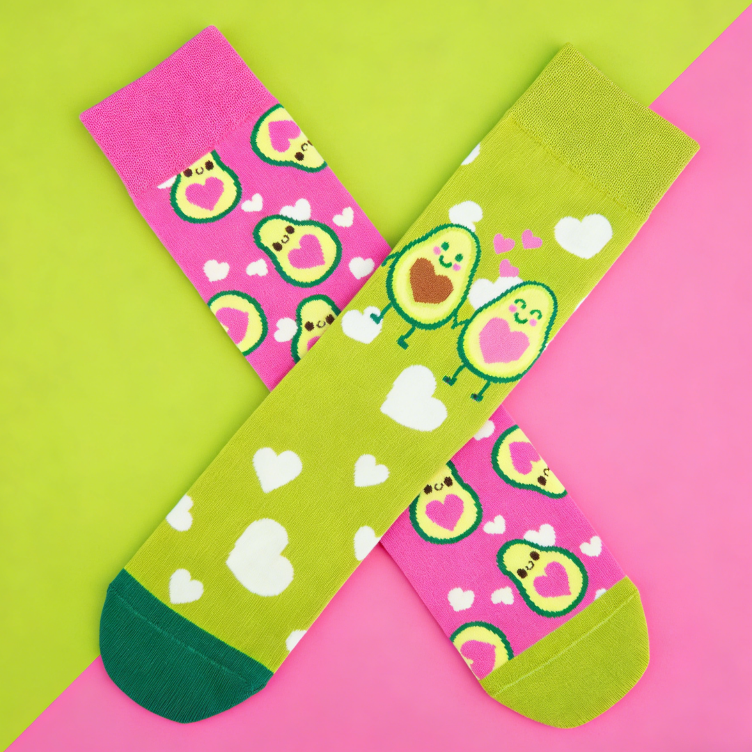 1 Pair Sweet Heart Avocado Mid-Calf Socks Cuteness Overload Stylish AB Design，Suit In All Seasons