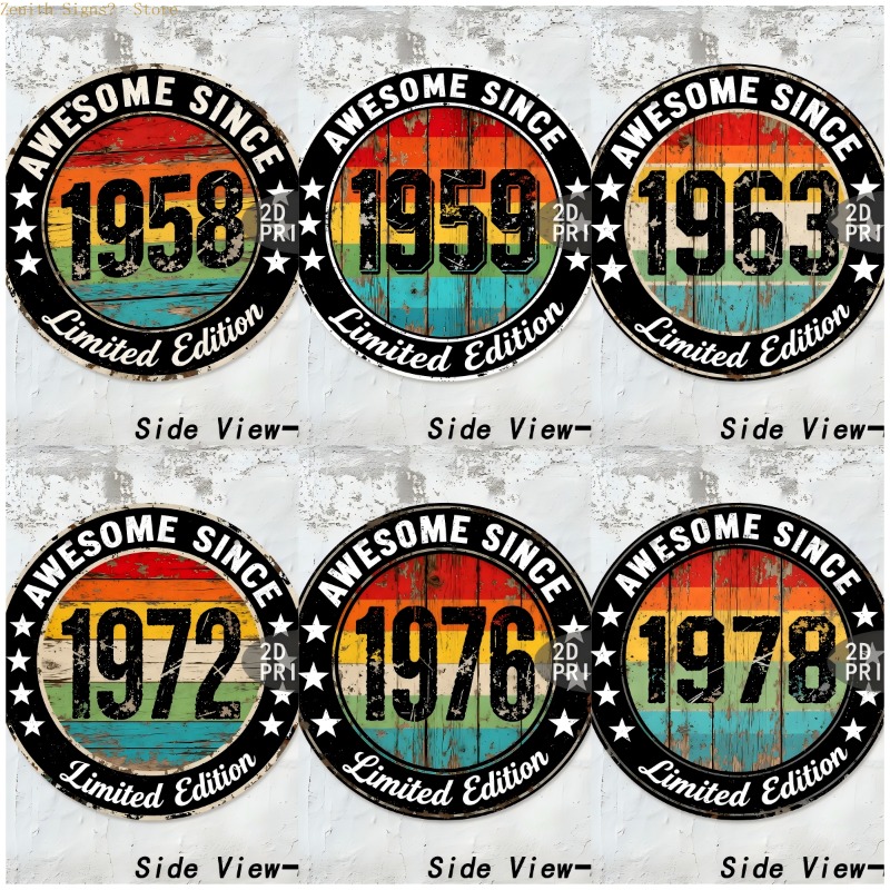 2D Flat 1pc Vintage 1950-1978 Metal Sign, Easy Mounting, Weather-Resistant, Perfect for Indoor & Outdoor Use, Patio, Bar