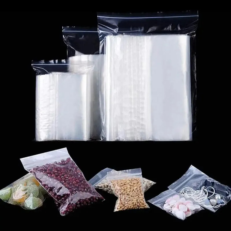 100pcs Thicken Zipper Sealed Bags Clear Plastic Storage Bag for Small Jewelry Food Packing Reclosable Zippers Sealing Wholesale