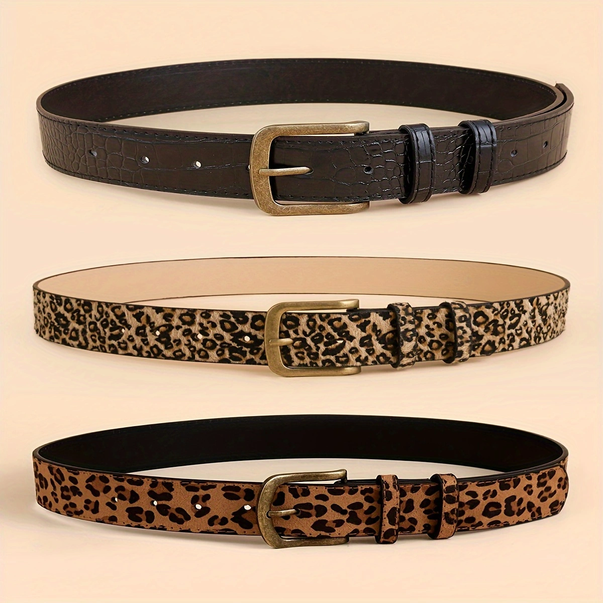 New Ladies Belt American Western Style Retro Belt Leopard Design Jeans dress Decorative Wide Belt