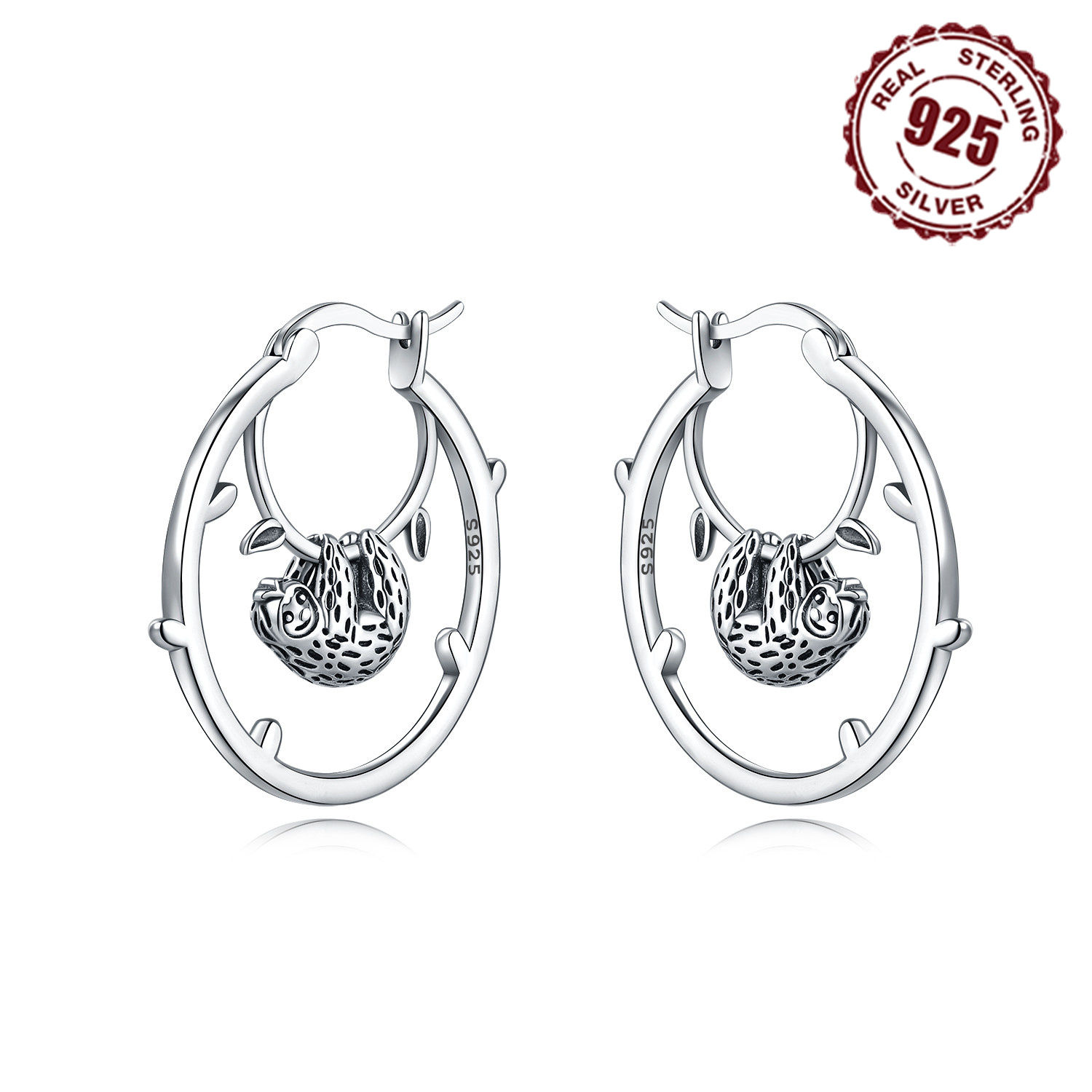 Original 925 Sterling Silver Cute Carousel Pendant Hoop Earrings For Women Fine Birthday Party Jewelry Gifts