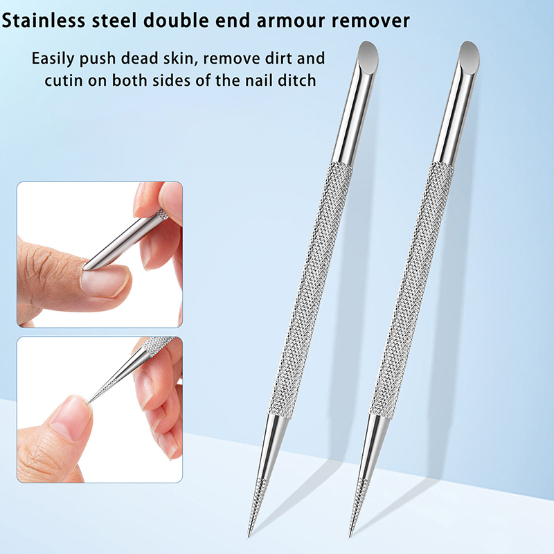 1 Pc Double-ended Stainless Steel Cuticle Pusher Nail Manicures Remover Manicure Sticks Tool For Nail Art