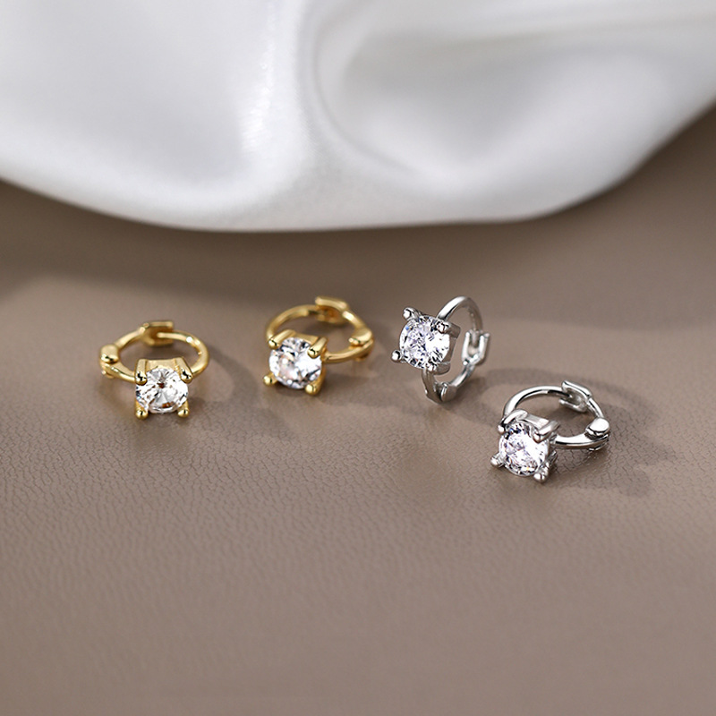 Trendy Cute Sweet Flower Zircon Stud Earring For Women Classic Shiny Stud Earrings Fashion Small Ear Female Jewelry