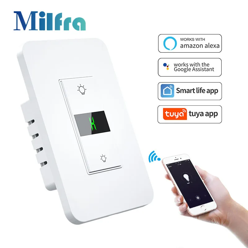 2025 New 3 Way Tuya Smart Dimmer Switch Digital Display Home Light Switch Voice Control Works with Siri, Alexa and Google Home lightify