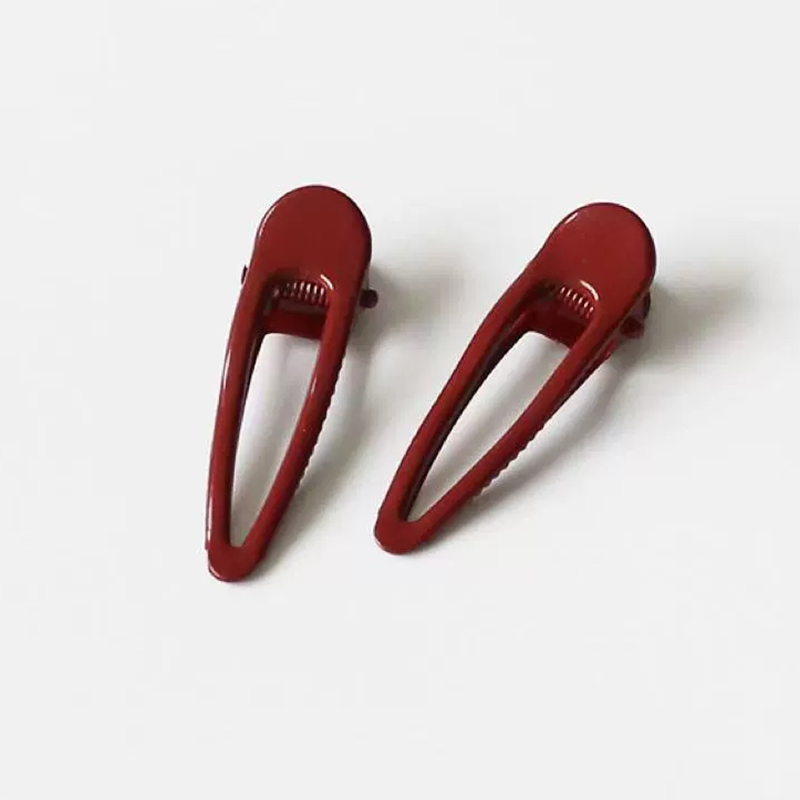 2pcs Advanced Red Minimalist Oval Duckbill Clip Minimalist Side Broken Hair Clip Commuting Versatile Temperament Headband