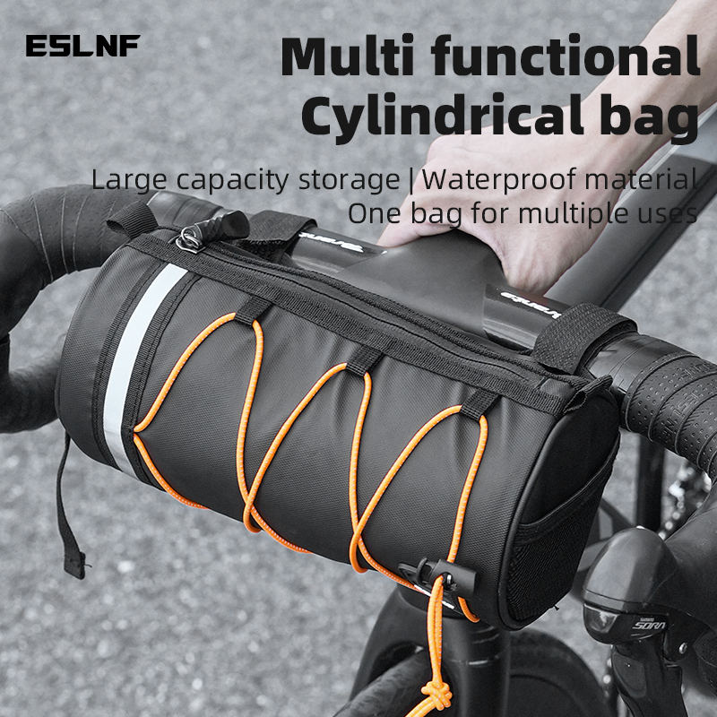 ROCKBROS Bicycle Bag Front Portable Handlebar Pannier 2L Big Capacity Multifunctional Shoulder Bag Reflectice Tube Bike Bag