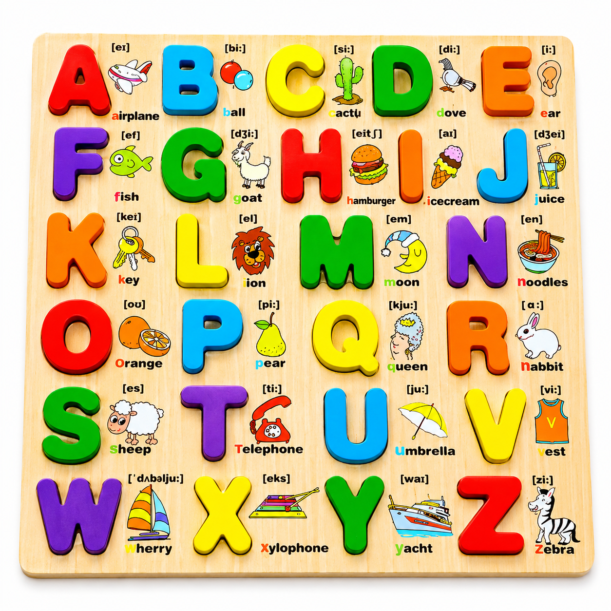ABC Wooden 3D Board With Name And Picture For Kids Learn and Play