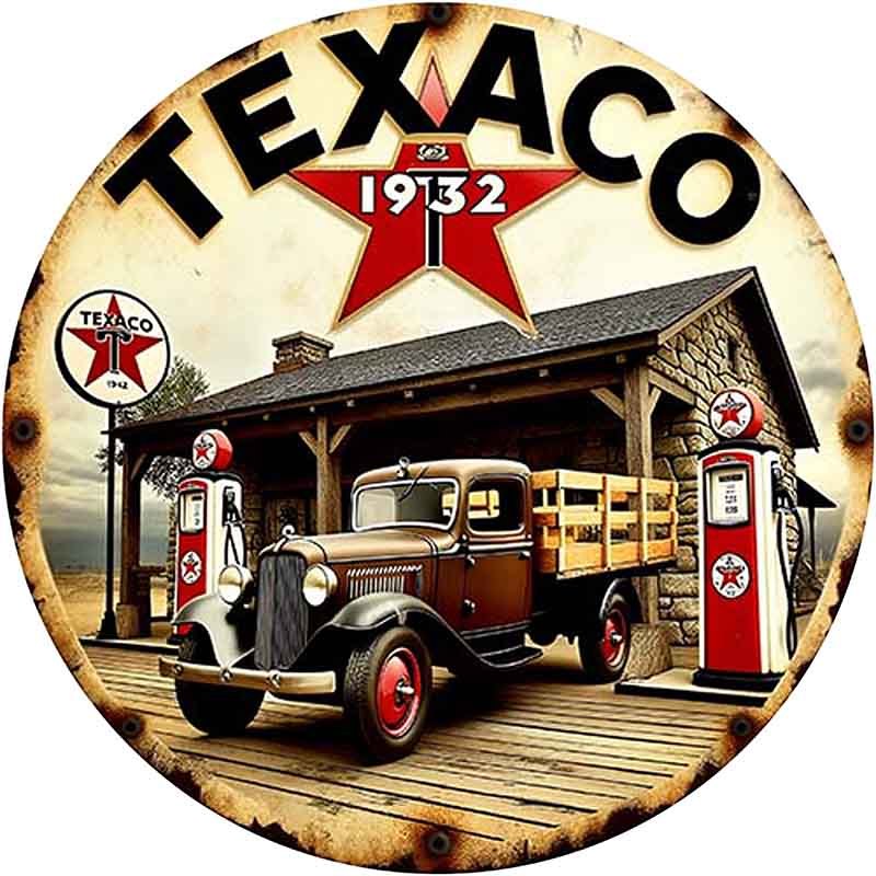 2D flat 1pc retro Esso "Put a tiger in your tank" wooden circular sign, suitable for garage decoration