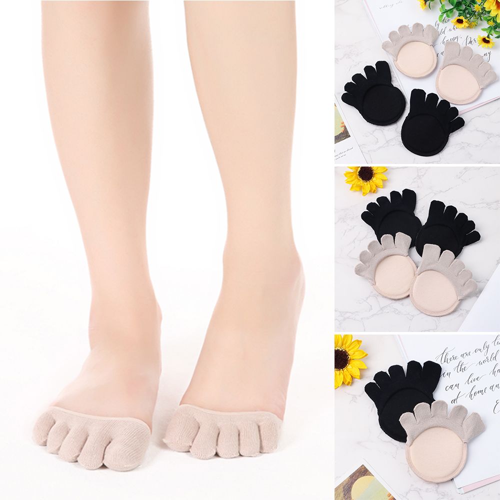 1 Pair Dispensing Five Fingers Socks Half of Cotton Absorbent Sweat Before The Palm Half Palm Full Toe Toe High Heels Silicone