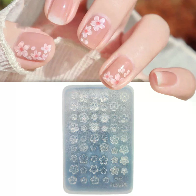 1Pc Silicone Nail Art Mold 3D Relief French Style Five-Petal Flower Template Manicure Decoration Tool