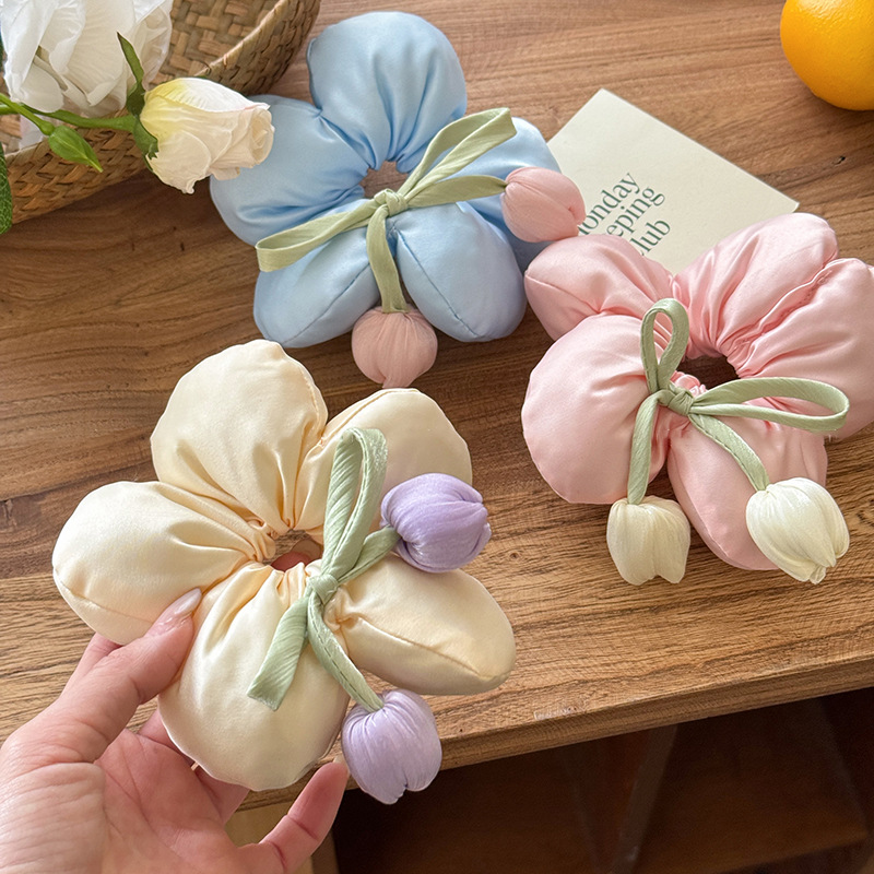 1pc Huge Tulip Hair Ring with Spring Feel for Women; High-end Bun Hair Tie for Spring and Summer New Accessories