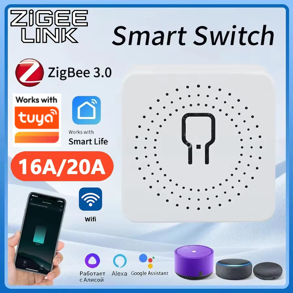 1/10PCS Smart WiFi/Zigbee 3.0 Switch 16A 20A Module Relay Breaker 2-way Control Smart Life APP Alexa Home Voice Control