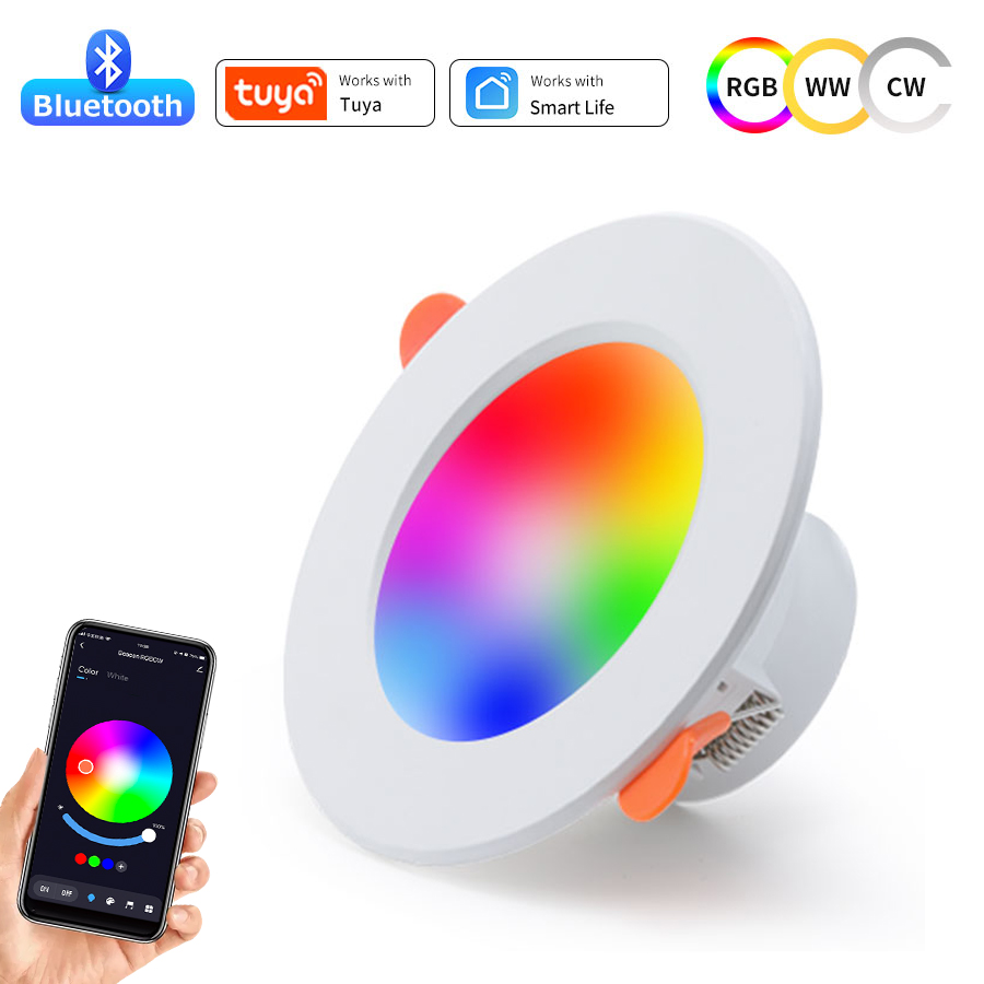 AC 85-265V 220V 10W Smart Bluetooth Downlight Dimmable RGBCW Ceiling LED Down Light Smart Life App Control Living Room Decor