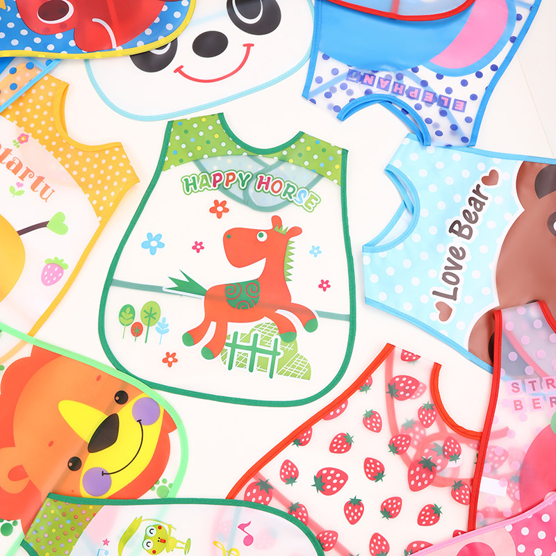 2PCS/Lot Waterproof Baby Bibs for Infant Toddler Boys Girls Sleeveless Feeding Apron Cartoon Animals Child Kids Bib