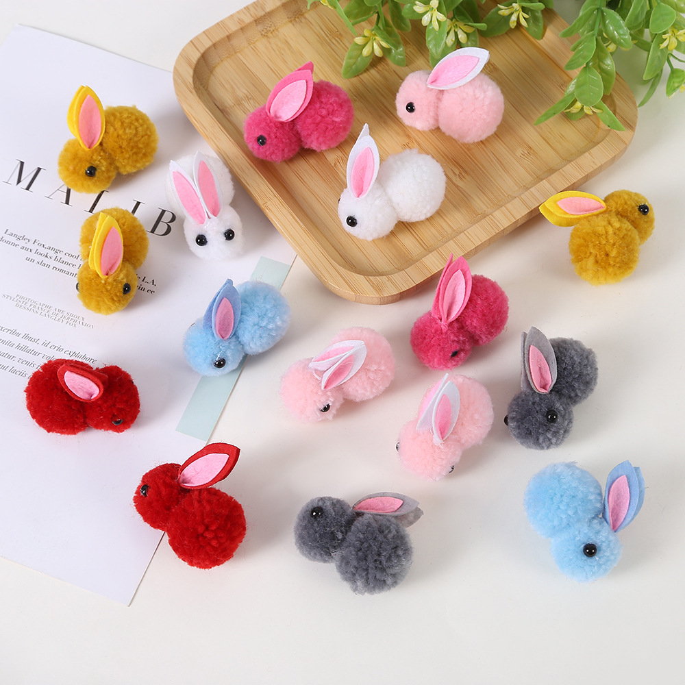 Cute Plush rabbit Soft Pom Poms Pompoms Ball for Kids Hair Clips Making DIY Sewing Craft Decoration Handmade Accessiories