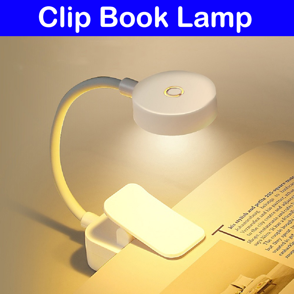 Mini Clip LED Book Lamp Battery Powered Table Lamp Eye Protection 3 Colors Night Light Portable Bedside Student Reading Lamp