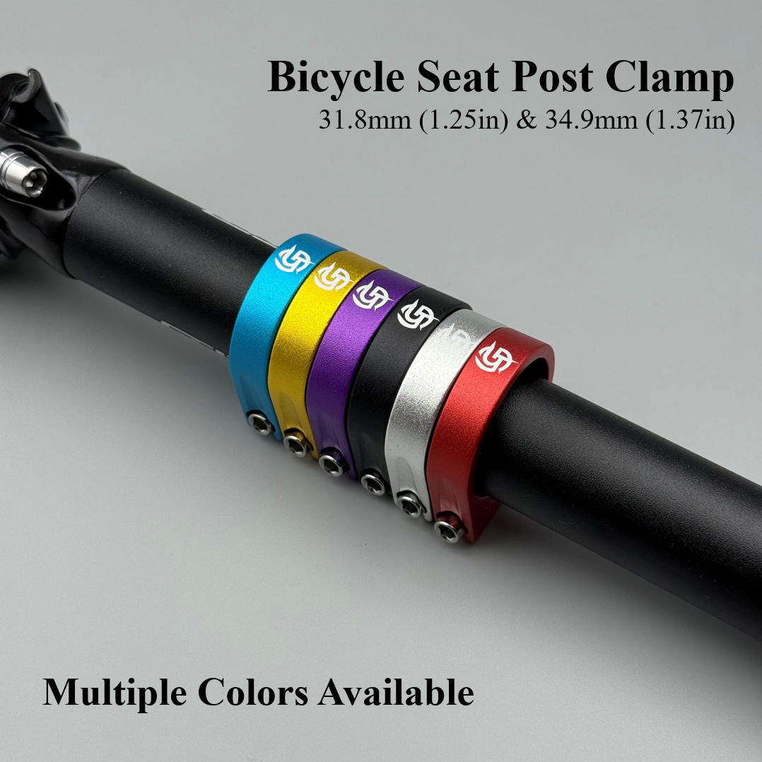 1Pc Aluminum Alloy Bike Seat Post Clamp - 31.8mm & 34.9mm, Fits Seat Post Diameters 27.2/28.6/30.4/30.8/30.9/31.6mm, Sandblasted