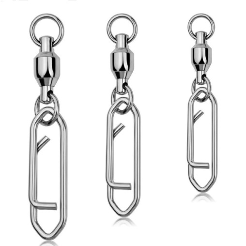 Fishing Rolling Swivel with Power Clips 10Pcs Stainless Steel Quick Change Clip Saltwater Split Ring Fishing Swivels Snap