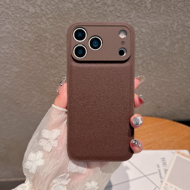 Luxury Retro Litchi Leather Texture Case For iPhone 17 Air 16 15 14 Plus 13 16E Shockproof Matte Cover