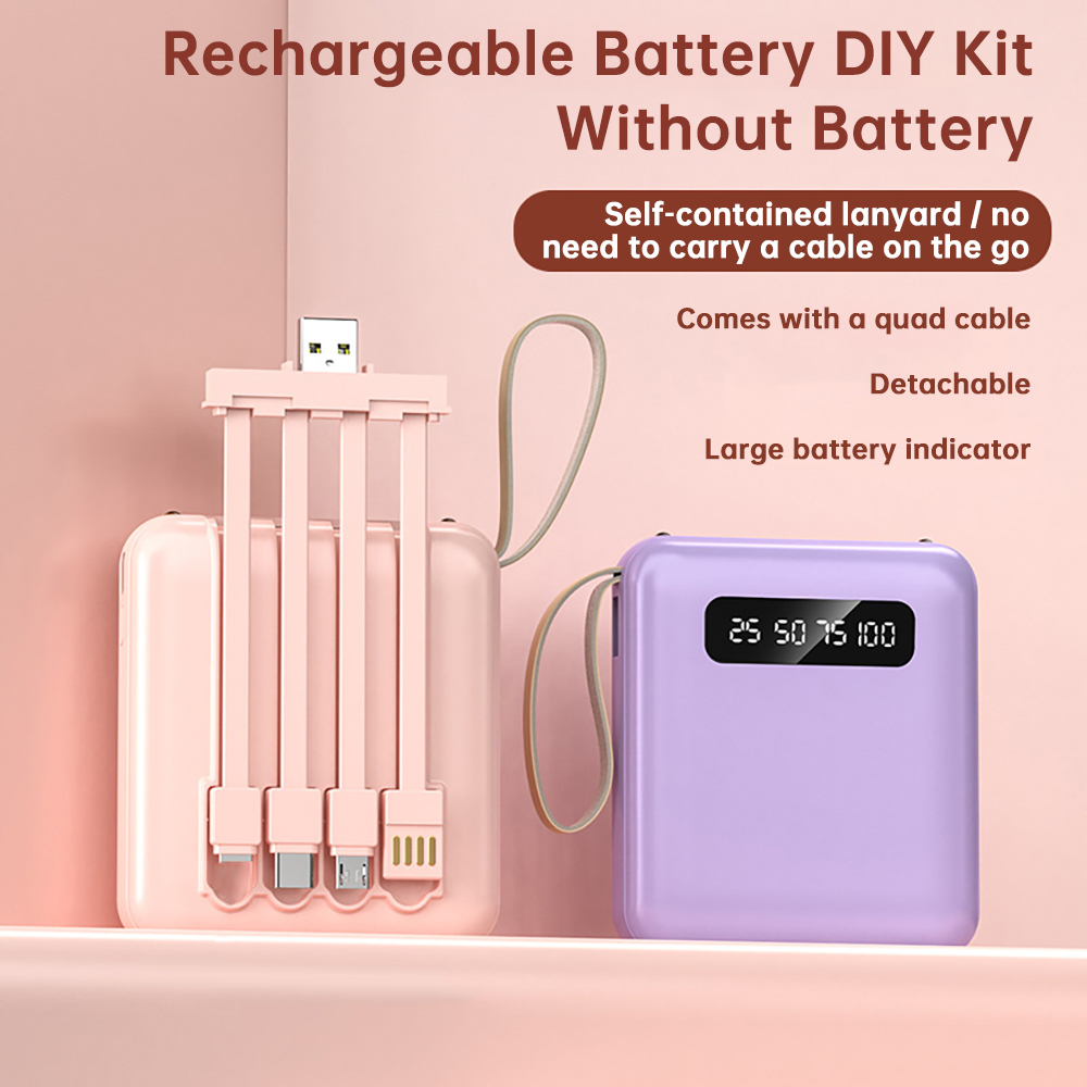 Rechargeable Battery DIY Kit 18650 Power Bank Charge Storage Box Digital Display 4 Output Interface For Charging Mobile Phones