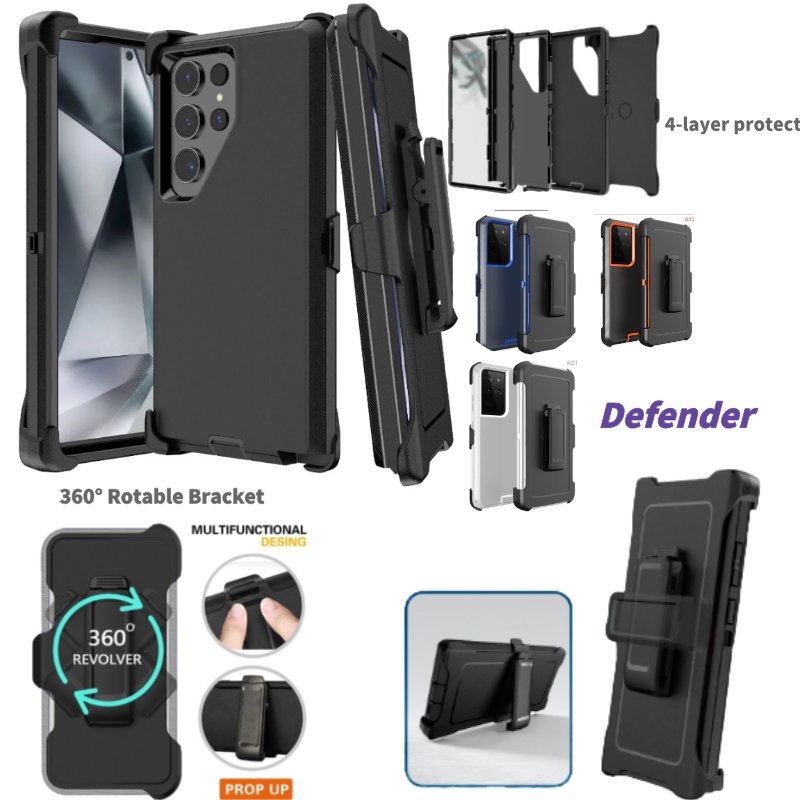 3IN1 Rugged OTT Defender Armor Case For S26 Ultra S25FE Edge S24/23/22/21 Plus Grade Shockproof Cover With Clip