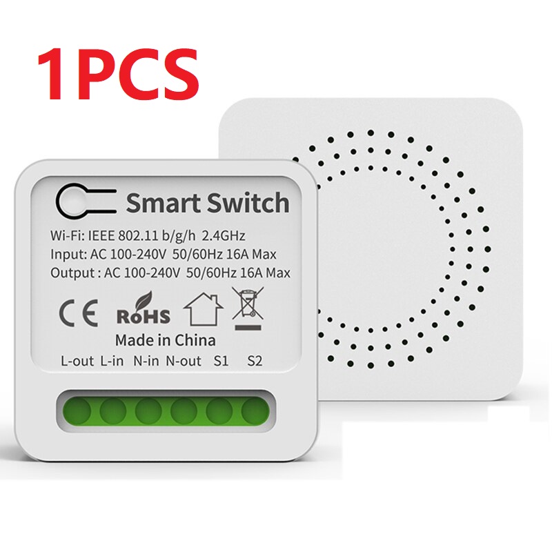 16A DIY Light Switches Mini Wifi Module 2-way Control Work With Tuya Smart Life Alexa Alice Home