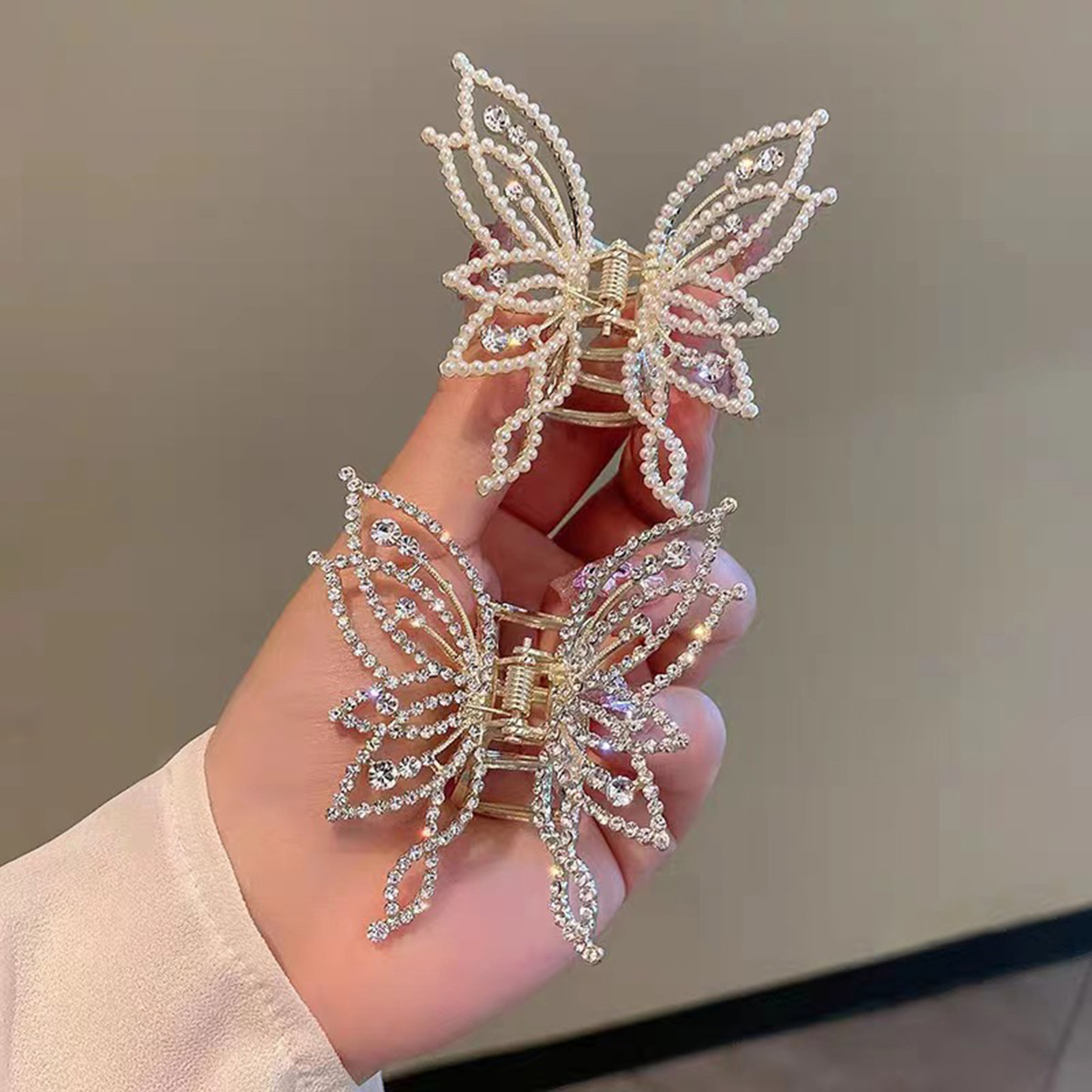 Butterfly Hair Claw Clips Butterfly Pearl Hairpin Non-Slip Hair Barrettes for Thin Medium Thick Hair Accessory Headwear
