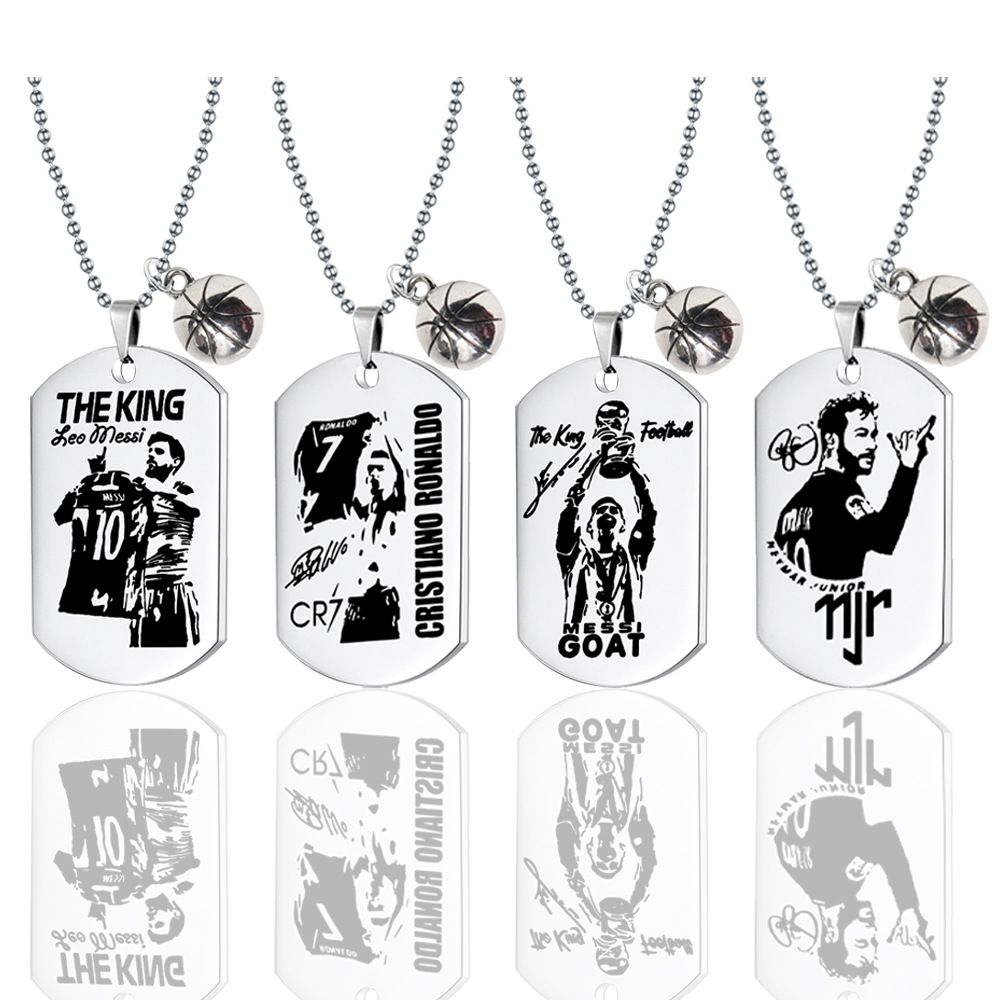 Stainless Steel Brand Pendant Necklace C Ronaldo 007 Jersey Men Boy Messi Neymar Soccer Fan Football Jewelry Props