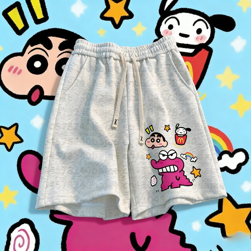 Crayon Shin-chan Anime Print New Casual Sports Shorts Summer Large Size American Loose Five-point Pants Fitness Daily Dual-use
