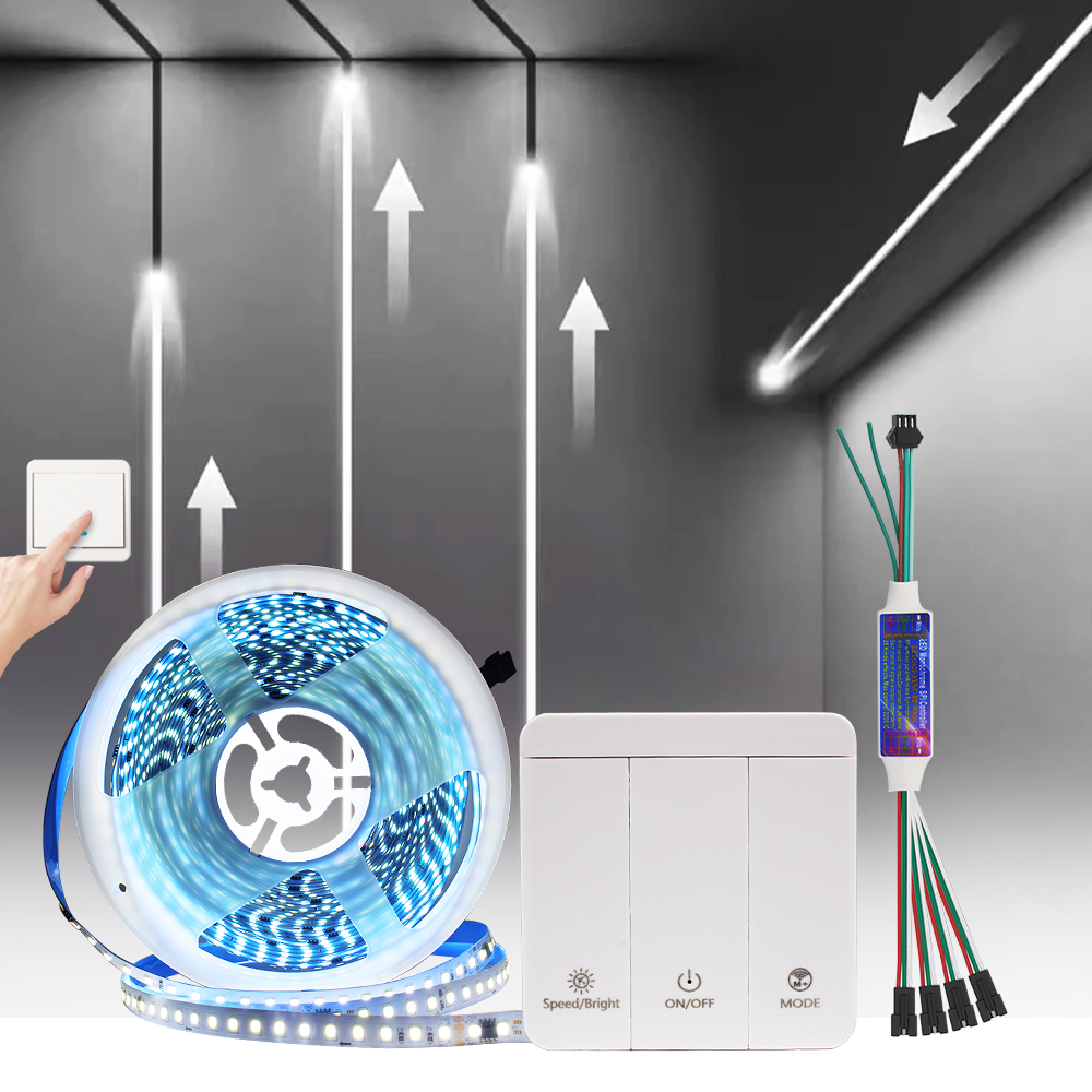 24V COB Sync Running Water LED Strip Light WS2811 Horse Race Flex Flowing Water Ribbon Tape Lamp Smart Switch for Home Decor