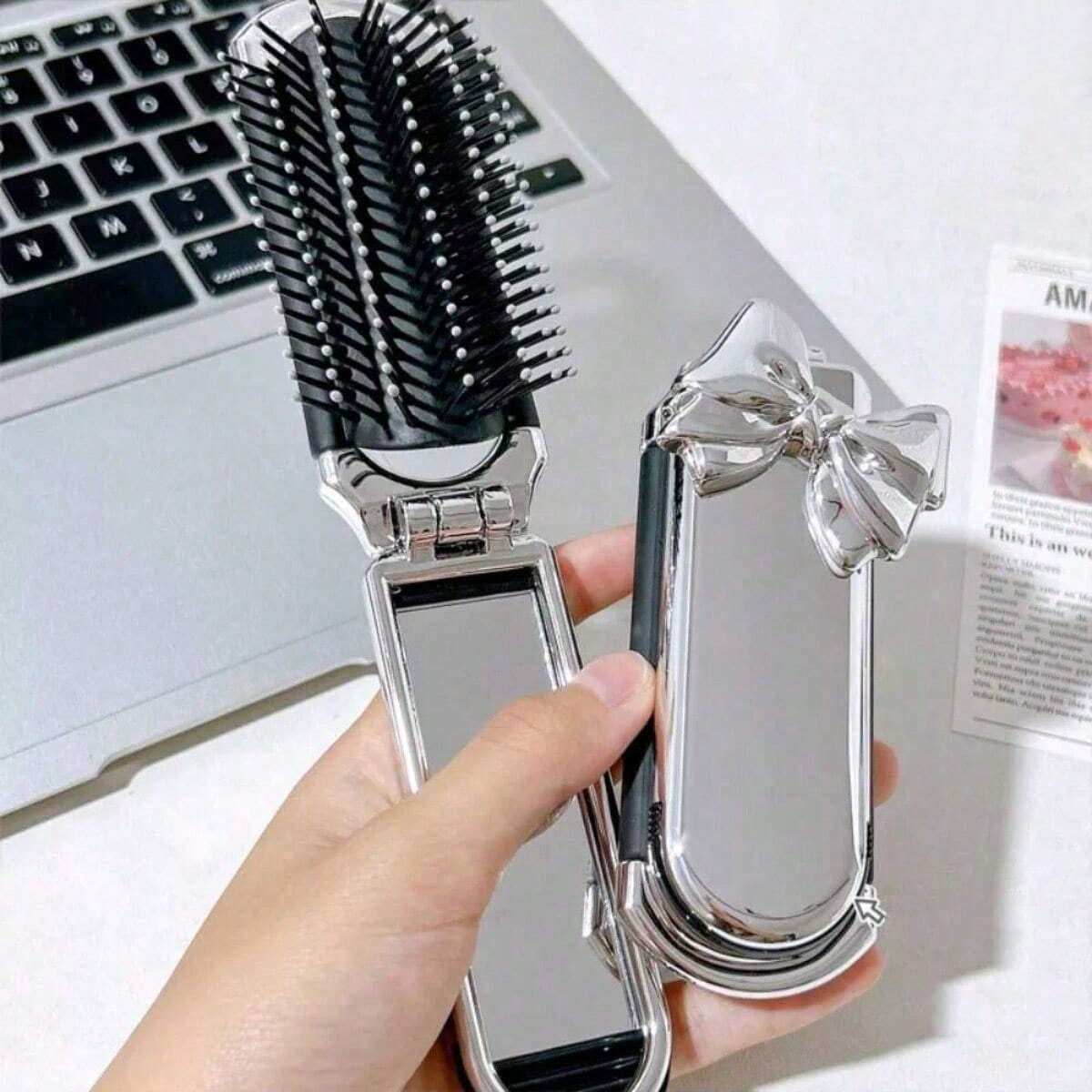 1pc Portable Compact Comb With Airbag And Handheld Makeup Mirror, Air Cushion Comb Ideal For Daily Use And Travel Hair Brush