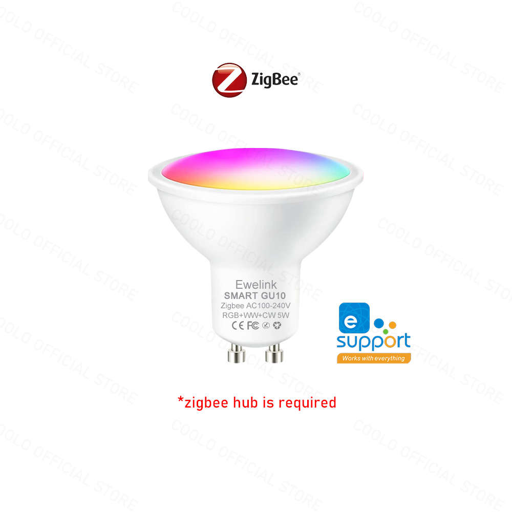 ZigBee GU10 WiFi Smart LED Light Bulb RGB W+C 5W Dimmable Lamps EWelink APP Control Spotlight Bulb Works With Alexa Alice
