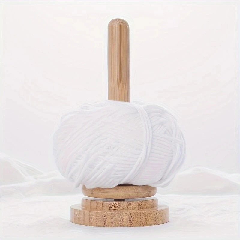 Bamboo And Wood Yarn Stand Yarn Spool Home Braided Yarn Spool Storage Stand Table Top Rotary Ball Wooden Winder