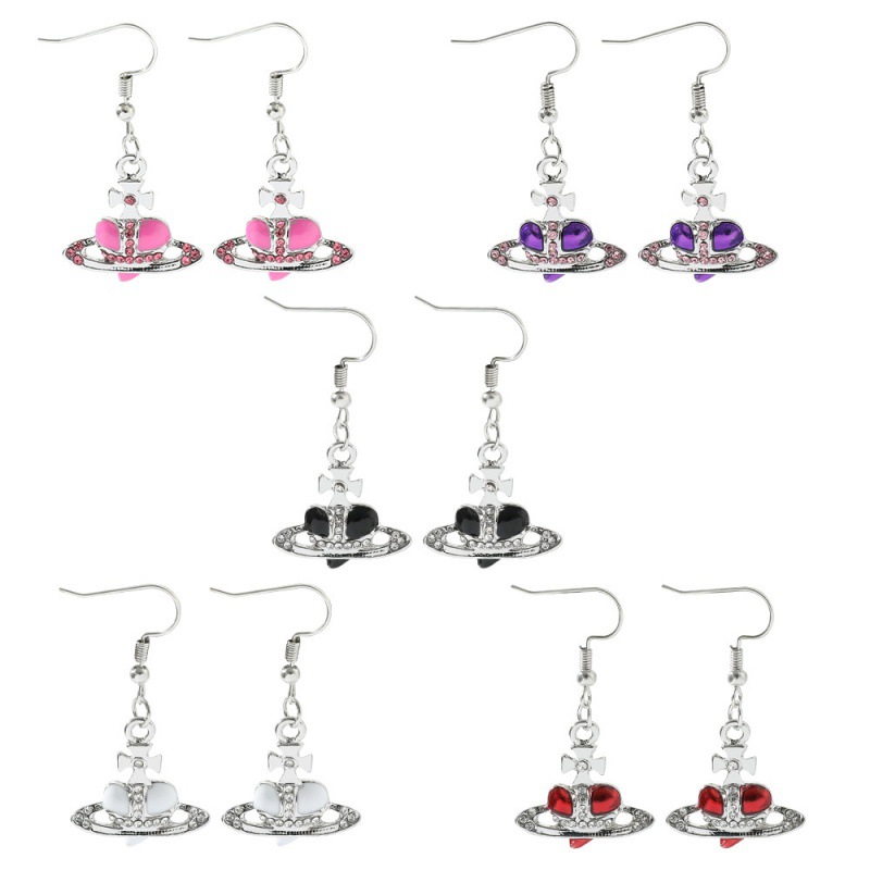 1 Pair Of Classic Punk Style Alloy Silver Plated Oil Drop Saturn Pendant Fashion Jewelry pen gpt