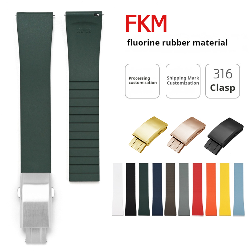 FKM Watch Band Comfortable Fluoro Strap 18/19/20/21/22mm Quick Release Micro-adjust Clasp Universal Replace Bracelet Belt