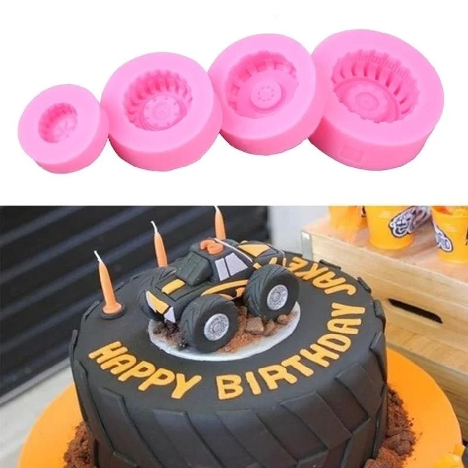 Silicone Tires Wheel Fondant Cake Molds Chocolate Cookies Mould Bakeware Home Kitchen Baking Decorating Tools Accessories Cute
