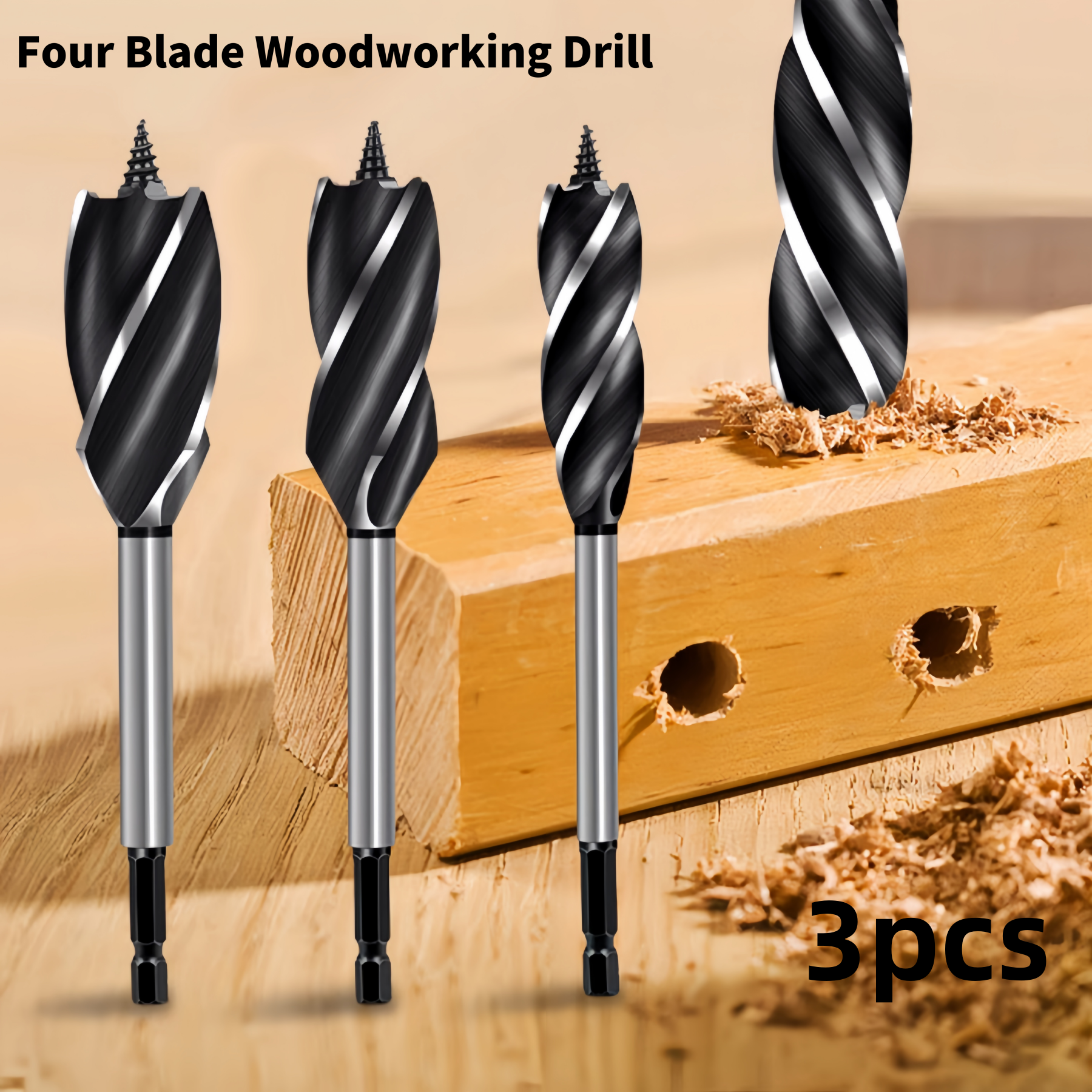 3Pcs/Set Carbon Steel Drill Bits Hex Handle 10mm-14mm Spiral Tooth Trepan Drilling Woodworking Processing Tools Accessories