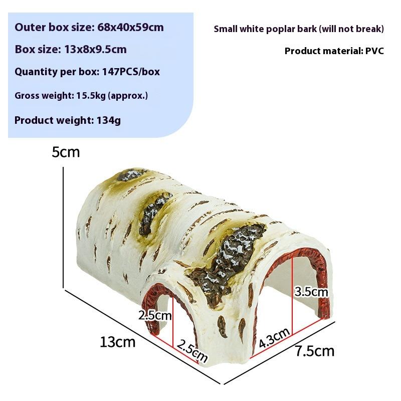 NEW 1Pcs Durable Birch Wood Texture PVC Shelter Reptile Hideaway Cave For Lizards And Amphibians Shedding Relaxing & Play