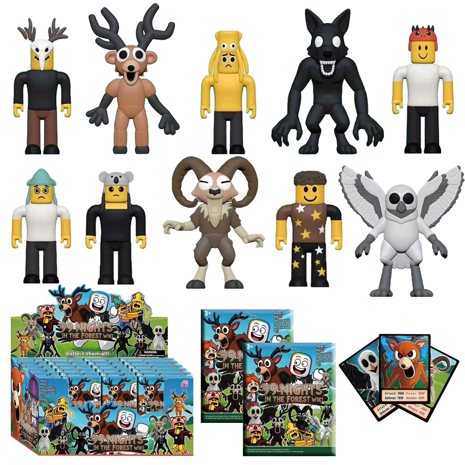Game 99 Forest Survival Nights Figure Blind Box Action Figurine Kits PVC Model Toys Matching Wholesale Card Surprise Bag